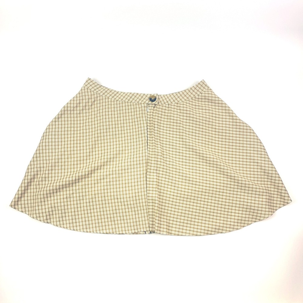 Her Entire Name Says Grace Plaid Mini Skirt Sz L Side Zip Brown Beige Swing Sk8r